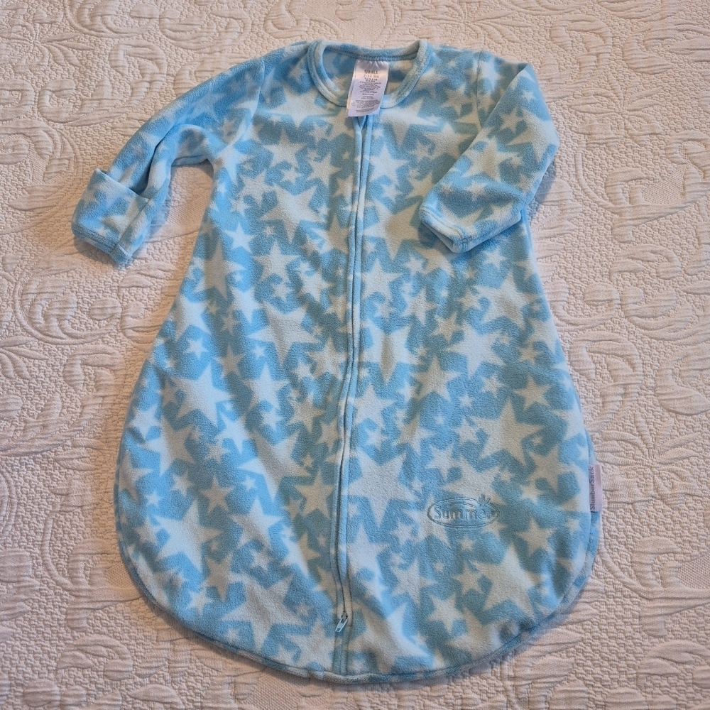 Slumber sack2 tone blue sleep sack size small 0-6 months long sleeves VGUC